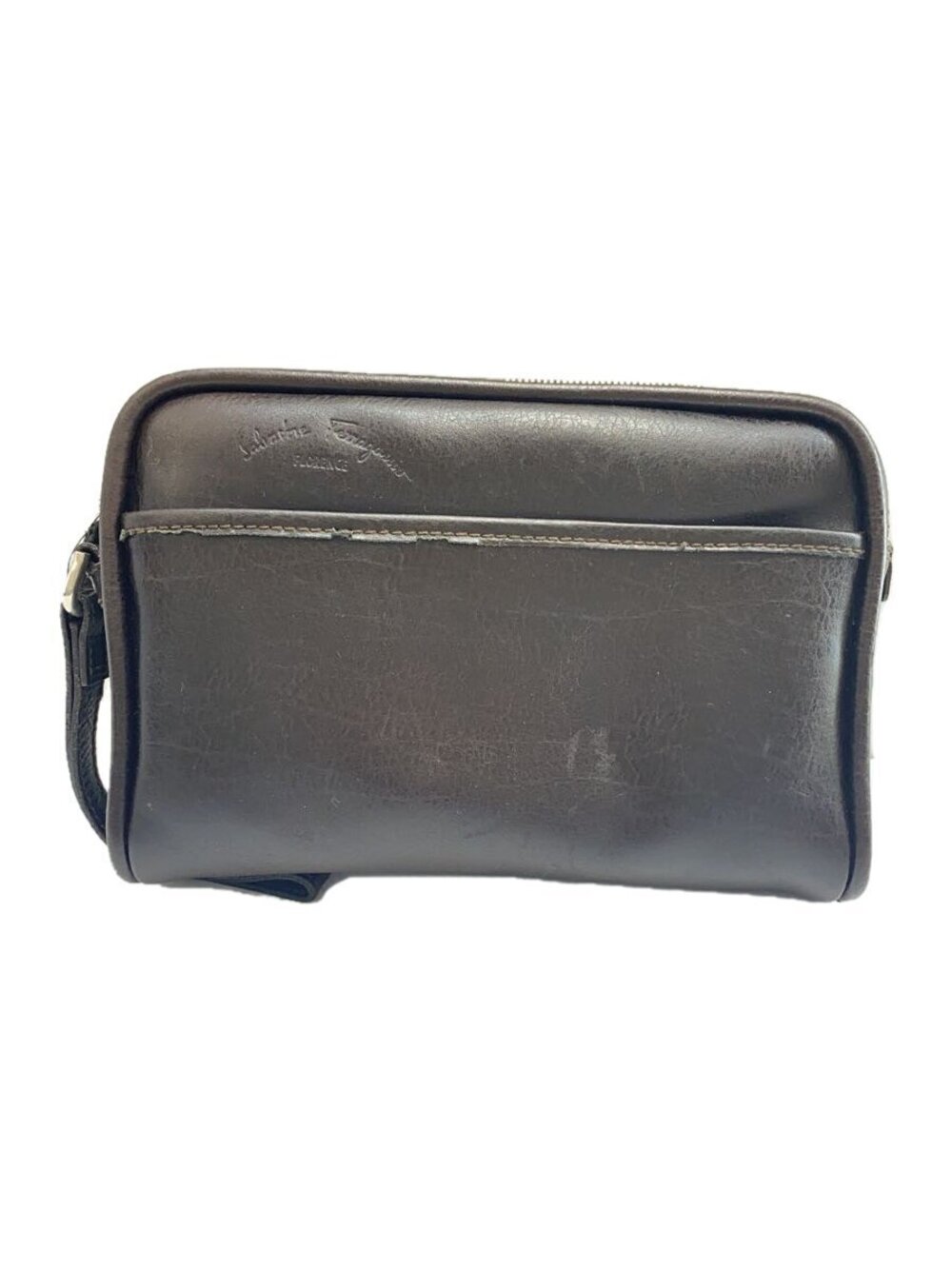 Salvatore Ferragamo Clutch Bag Leather Brown